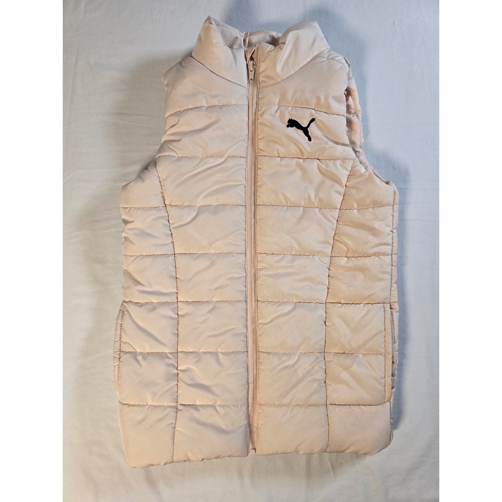 Puma Womens Puffer Vest Peach Pink Full Zip Quilted,‎ 1333175 Size M 10/12